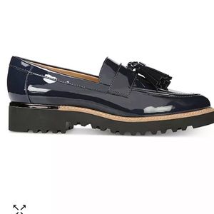 Franco Sarto Carolynn Lug Some Loafers. Color Inky Navy Faux Patent